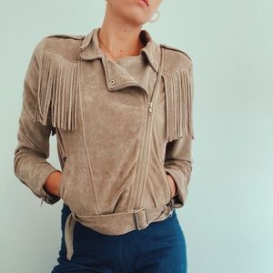 Faux-suede moto jacket